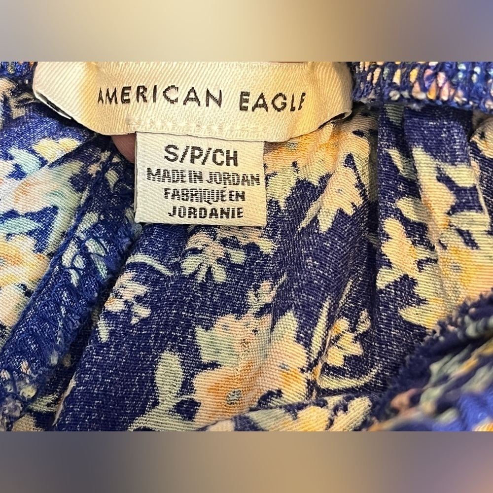 American Eagle Outfitters Blue Floral Elastic Waist Ruffle Shorts Size Small - Picture 5 of 16